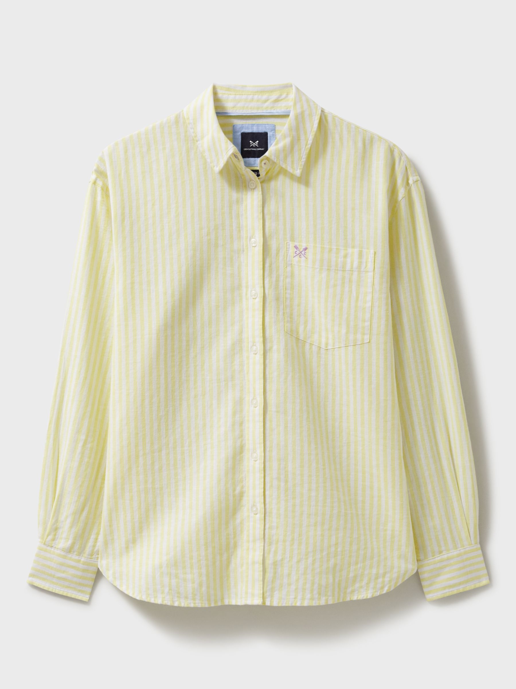 Crew Clothing Linen Blend Shirt, Lemon Yellow, 14