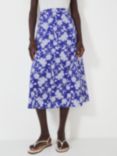 Crew Clothing Floral Cotton Poplin Skirt, Multi/Blue