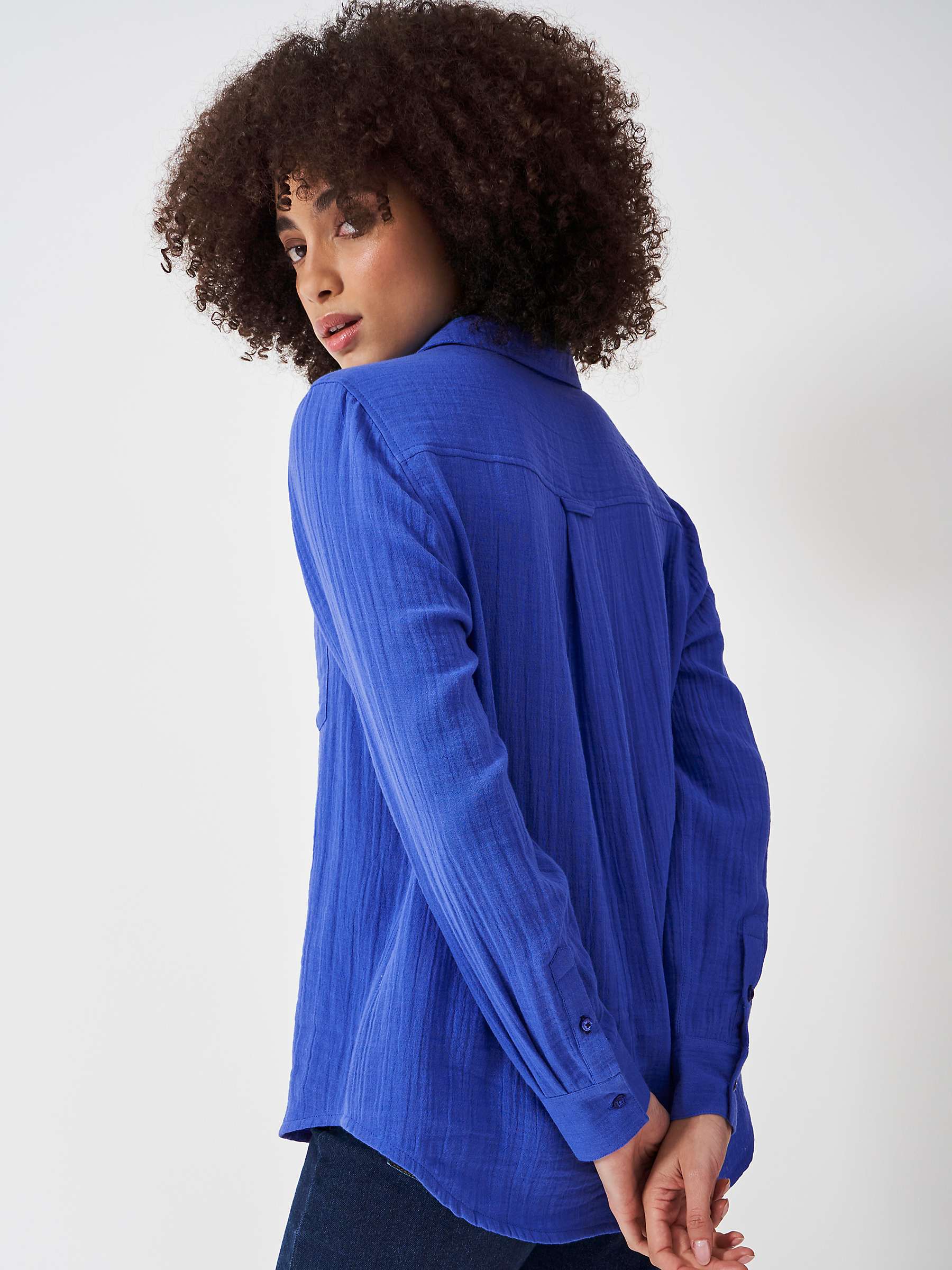 Buy Crew Clothing Relaxed Harlie Shirt, Bright Blue Online at johnlewis.com