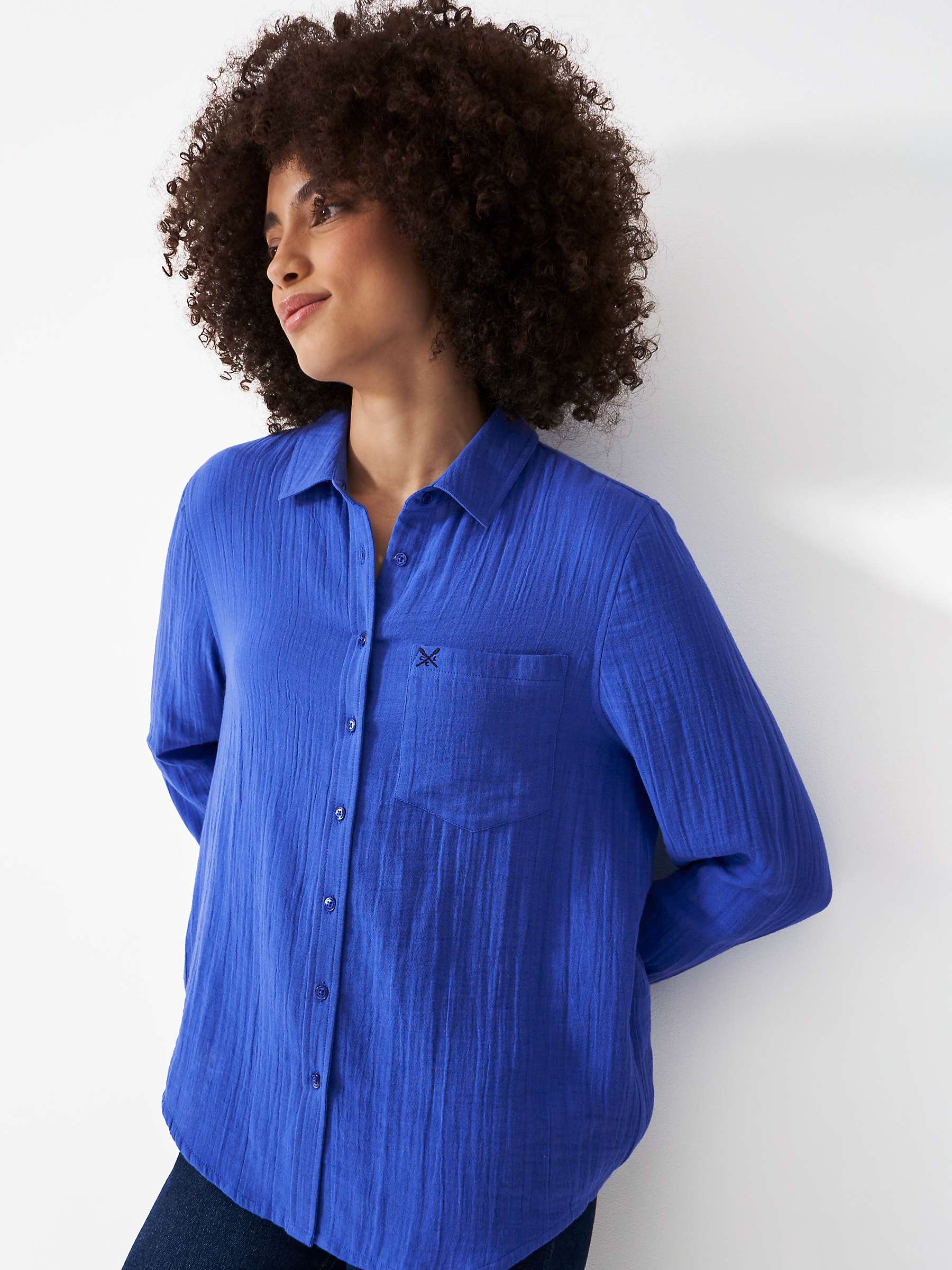 Buy Crew Clothing Relaxed Harlie Shirt, Bright Blue Online at johnlewis.com