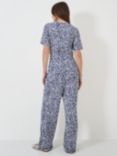 Crew Clothing Abstract Print Jersey Jumpsuit, Navy/White