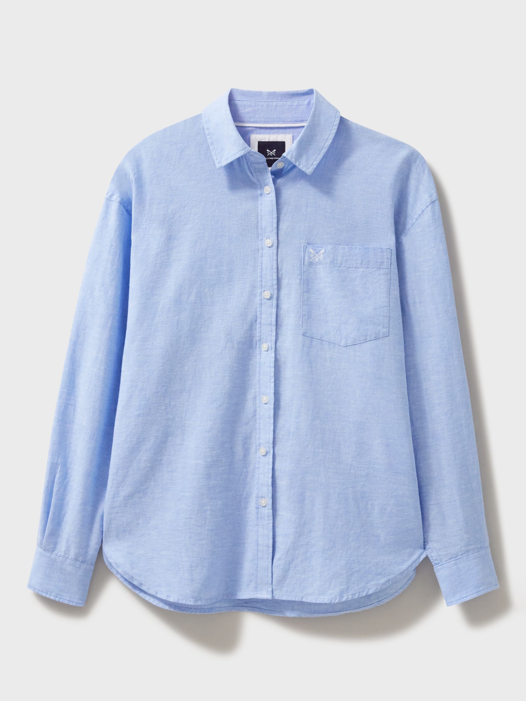 Crew Clothing Linen Blend Shirt, Light Blue, 8