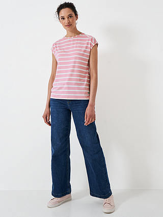 Crew Clothing Ruby Stripe T-Shirt, Light Pink