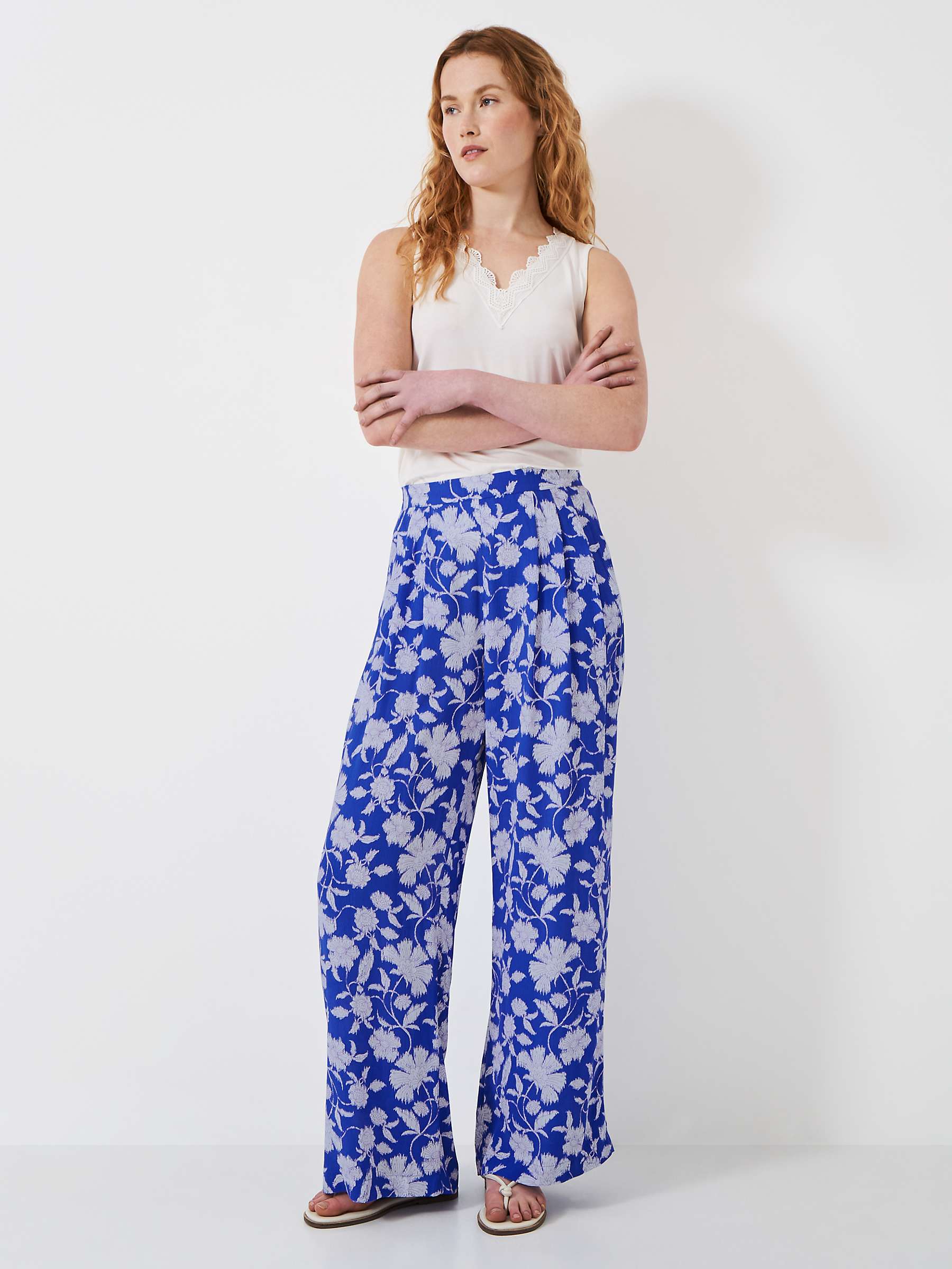 Buy Crew Clothing Dion Wide Leg Trousers, Blue Online at johnlewis.com