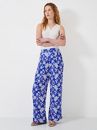Crew Clothing Dion Wide Leg Trousers, Blue