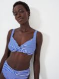 Crew Clothing Striped Twist Detail Bikini Top, Blue/White