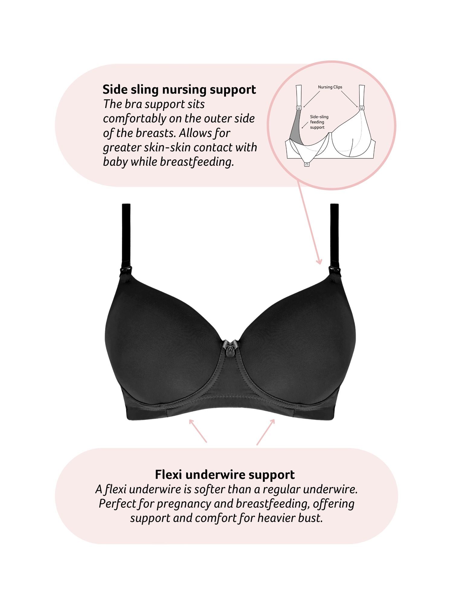 Hotmilk Forever Yours Flexiwire Nursing Bra, Black, 32A