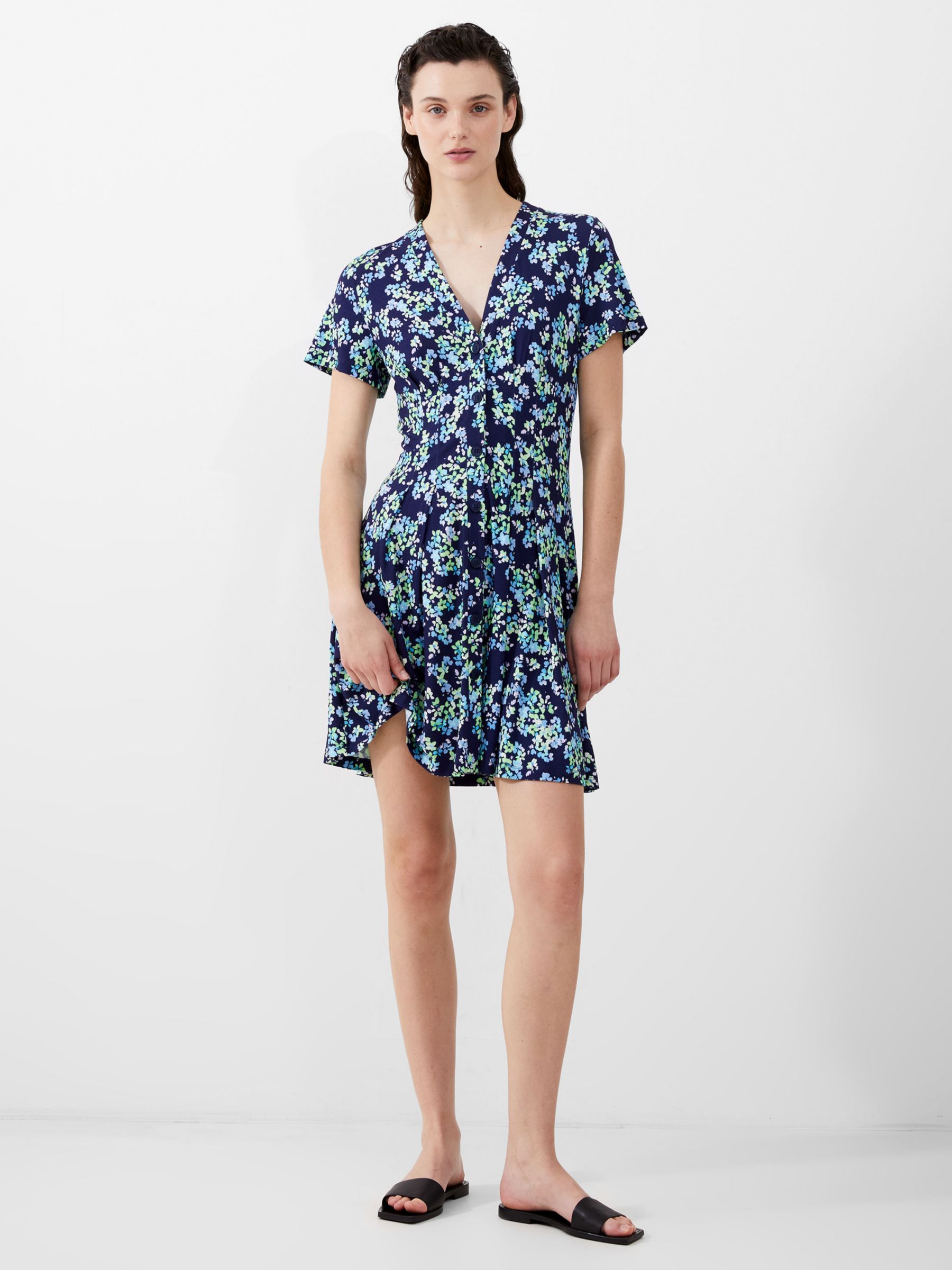 French Connection Benedetta Meadow Dress, Midnight Blue, XS