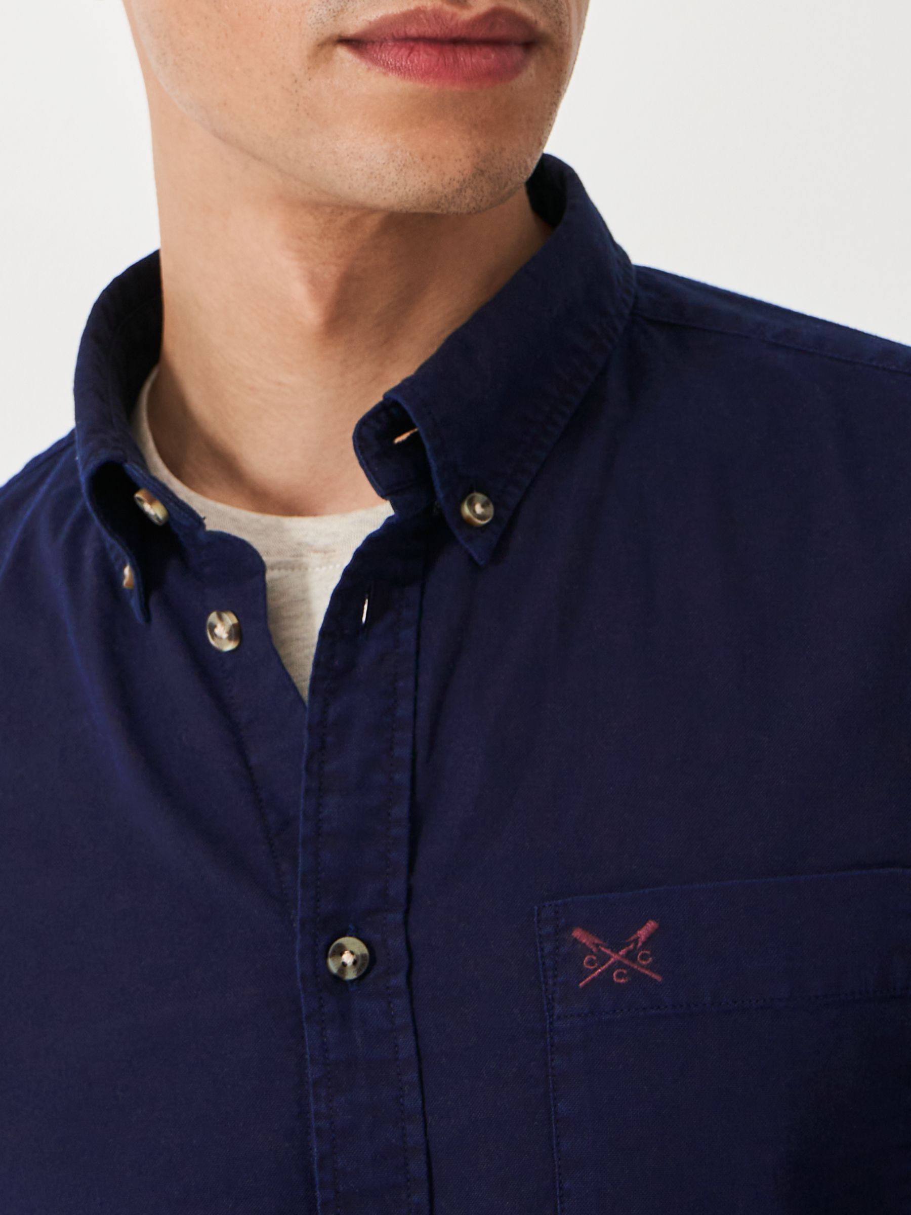 Crew Clothing Garment Dyed Oxford Shirt, Navy Blue, L