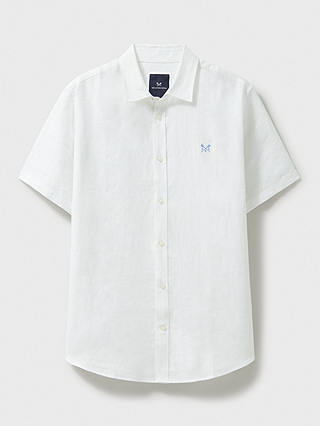 Crew Clothing Linen Short Sleeve Shirt, White
