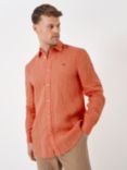 Crew Clothing Long Sleeve Linen Classic Shirt, Coral Orange