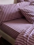 Piglet in Bed Stripe Fitted Sheet, Plum Wine