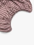 Piglet in Bed Stripe Fitted Sheet, Plum Wine