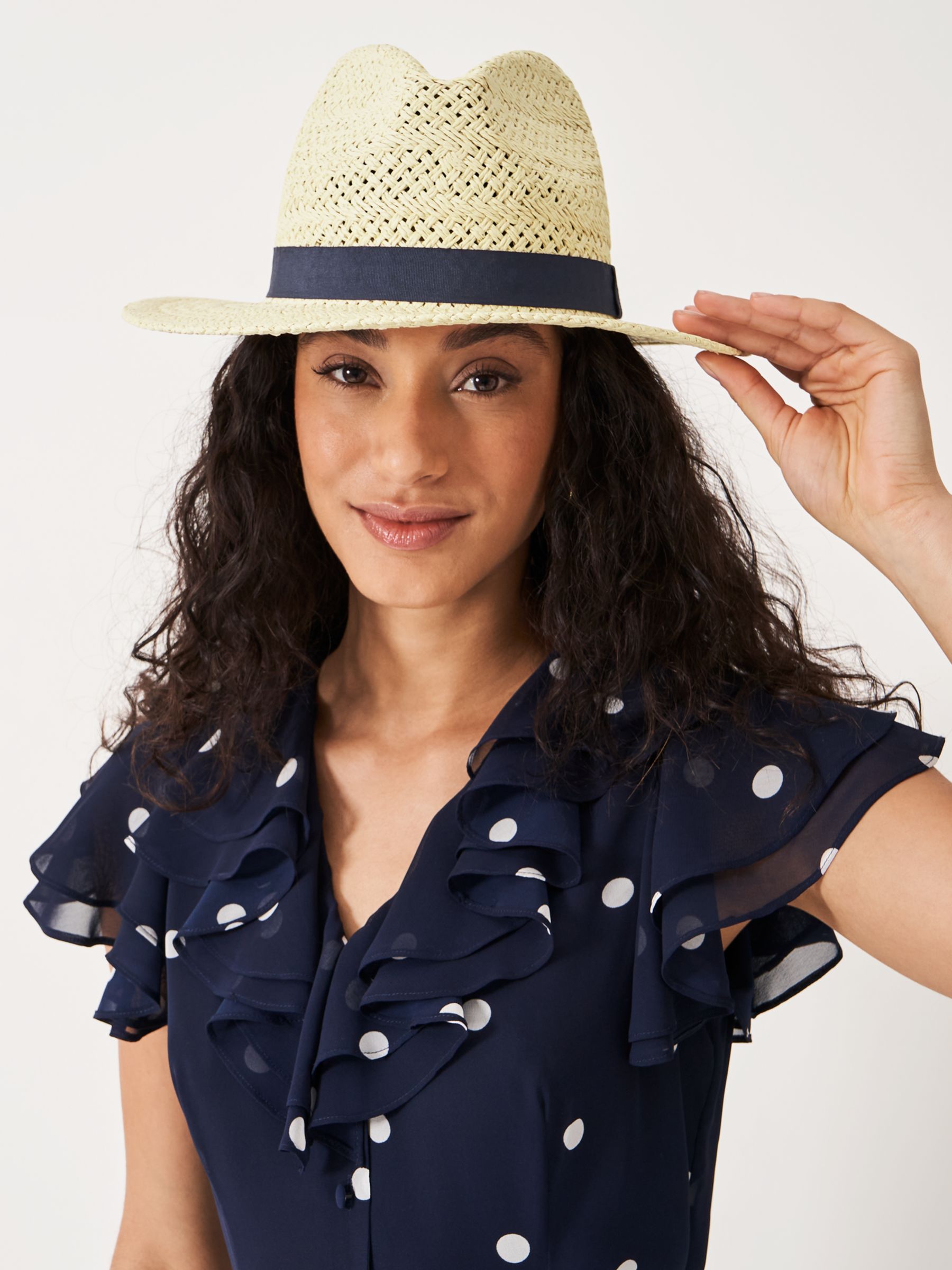 Crew Clothing Woven Trilby Hat, Neutral/Navy, One Size