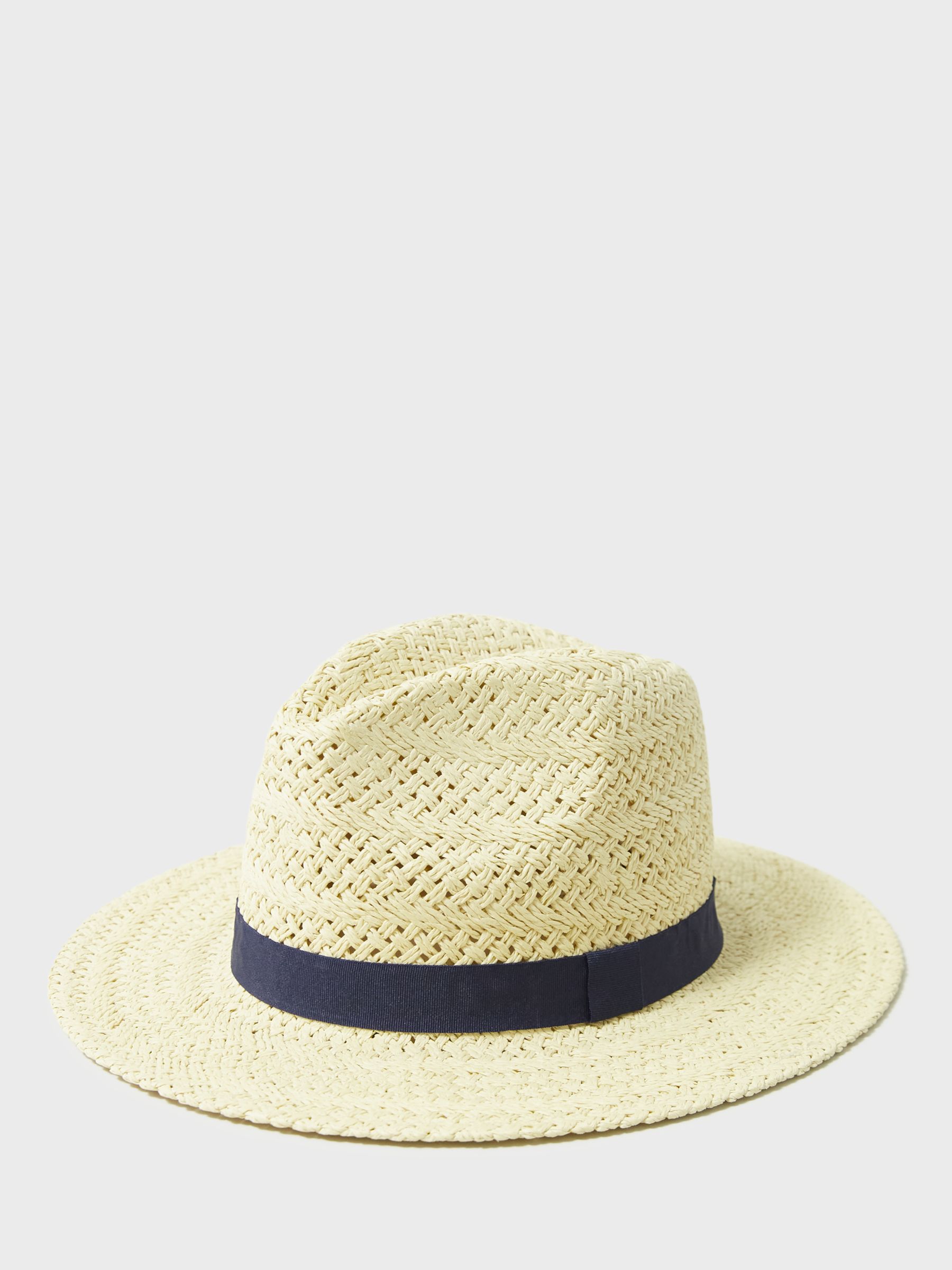 Crew Clothing Woven Trilby Hat, Neutral/Navy, One Size