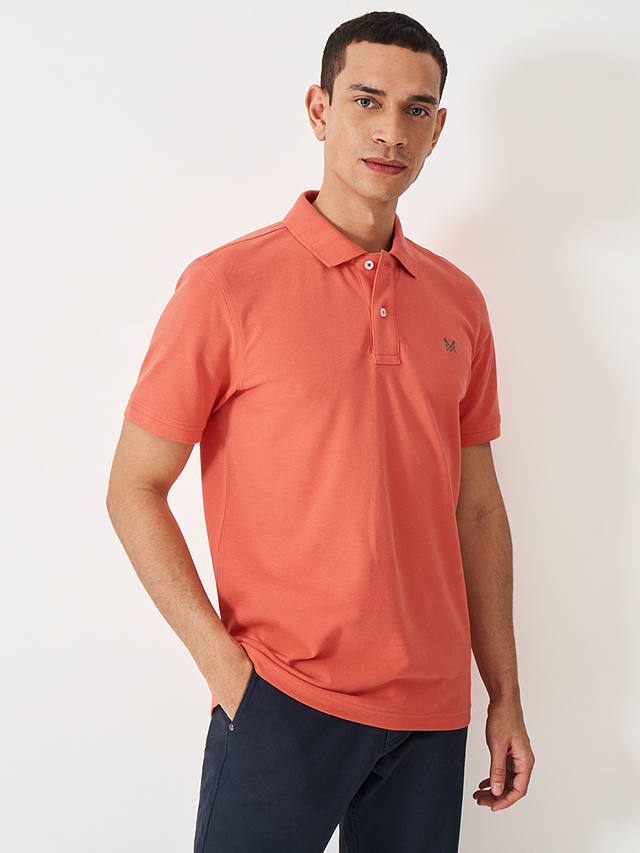 Crew Clothing Classic Pique Cotton Polo Shirt, Coral Orange