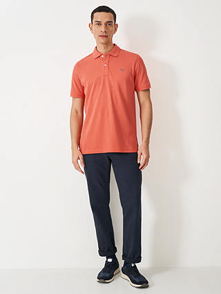 Crew Clothing Classic Pique Cotton Polo Shirt, Coral Orange