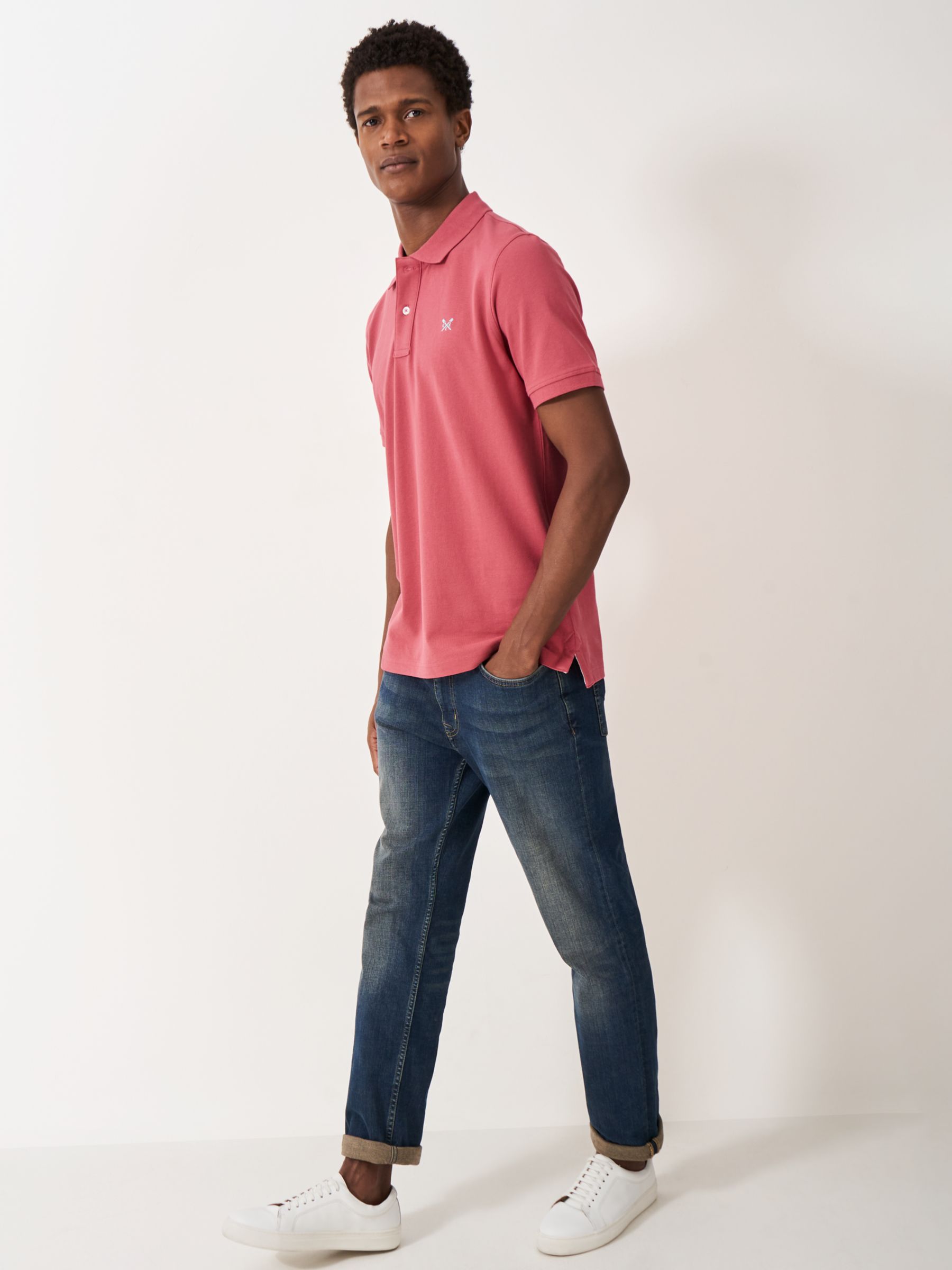 Crew Clothing Classic Pique Cotton Polo Shirt, Mid Pink at John