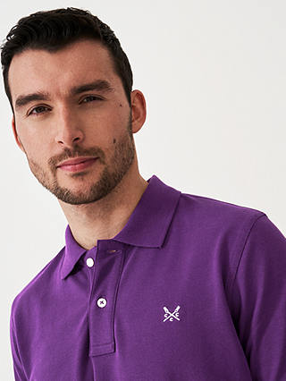 Crew Clothing Classic Pique Cotton Polo Shirt, Mid Purple