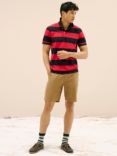 Crew Clothing Stripe Polo Shirt, Bright Red