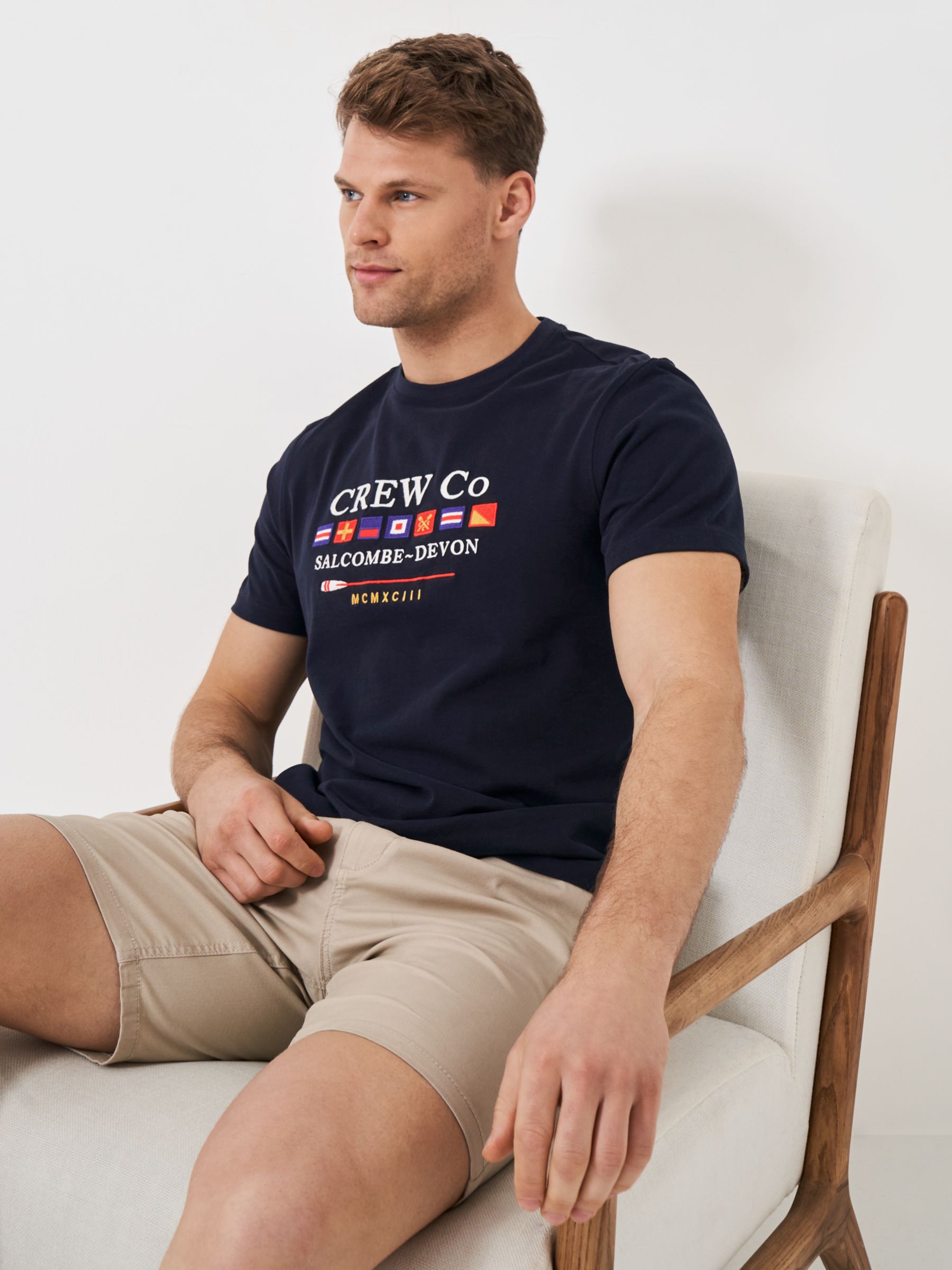 Buy Crew Clothing Embroidered Salcombe Graphic T-Shirt, Navy/Multi Online at johnlewis.com