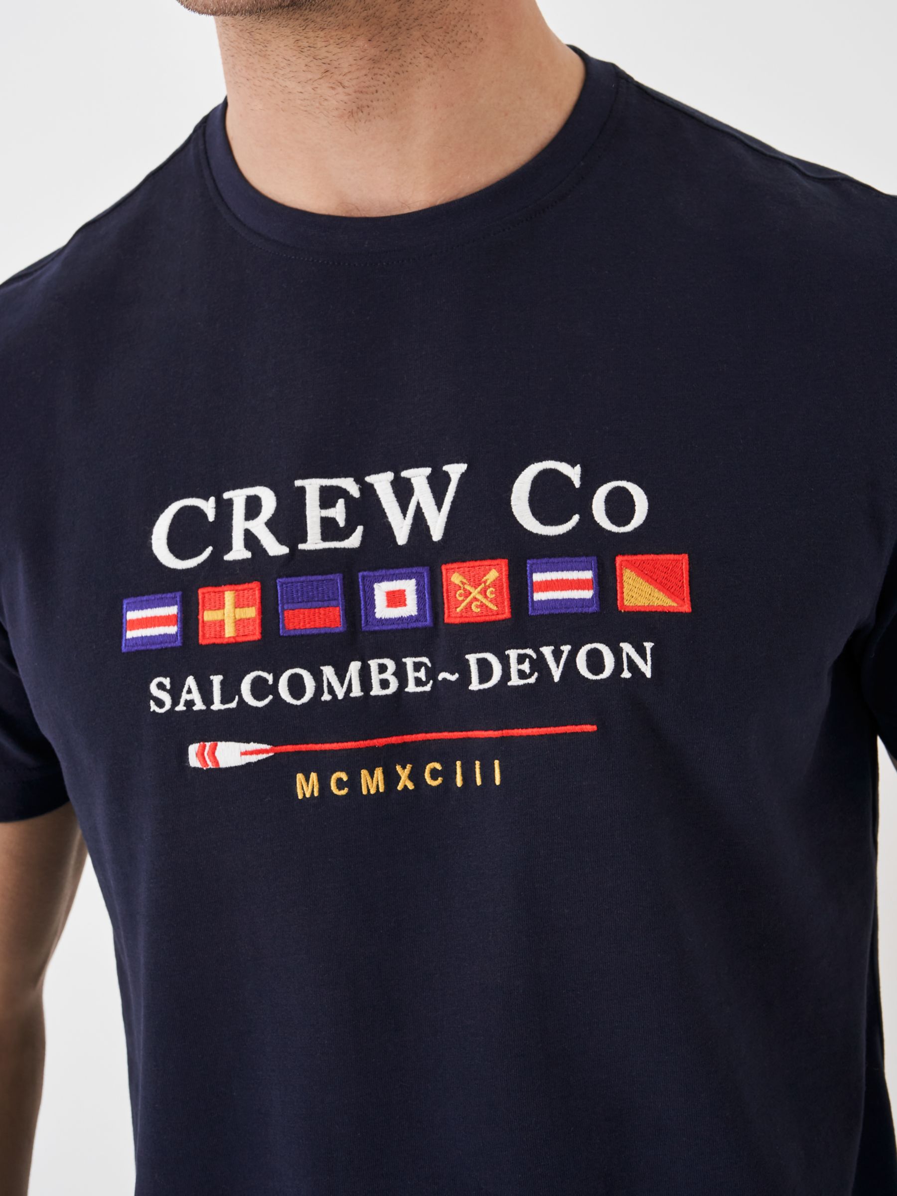 Crew Clothing Embroidered Salcombe Graphic T-Shirt, Navy/Multi, L