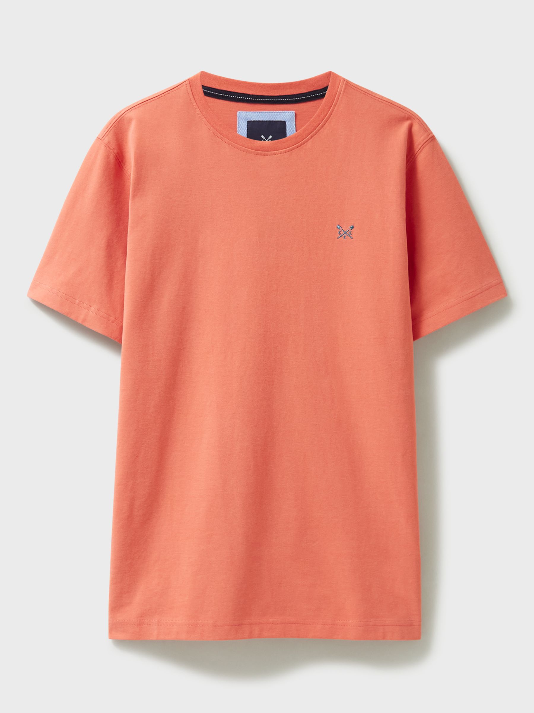Crew Clothing Crew Neck Cotton T-Shirt, Coral Orange, L