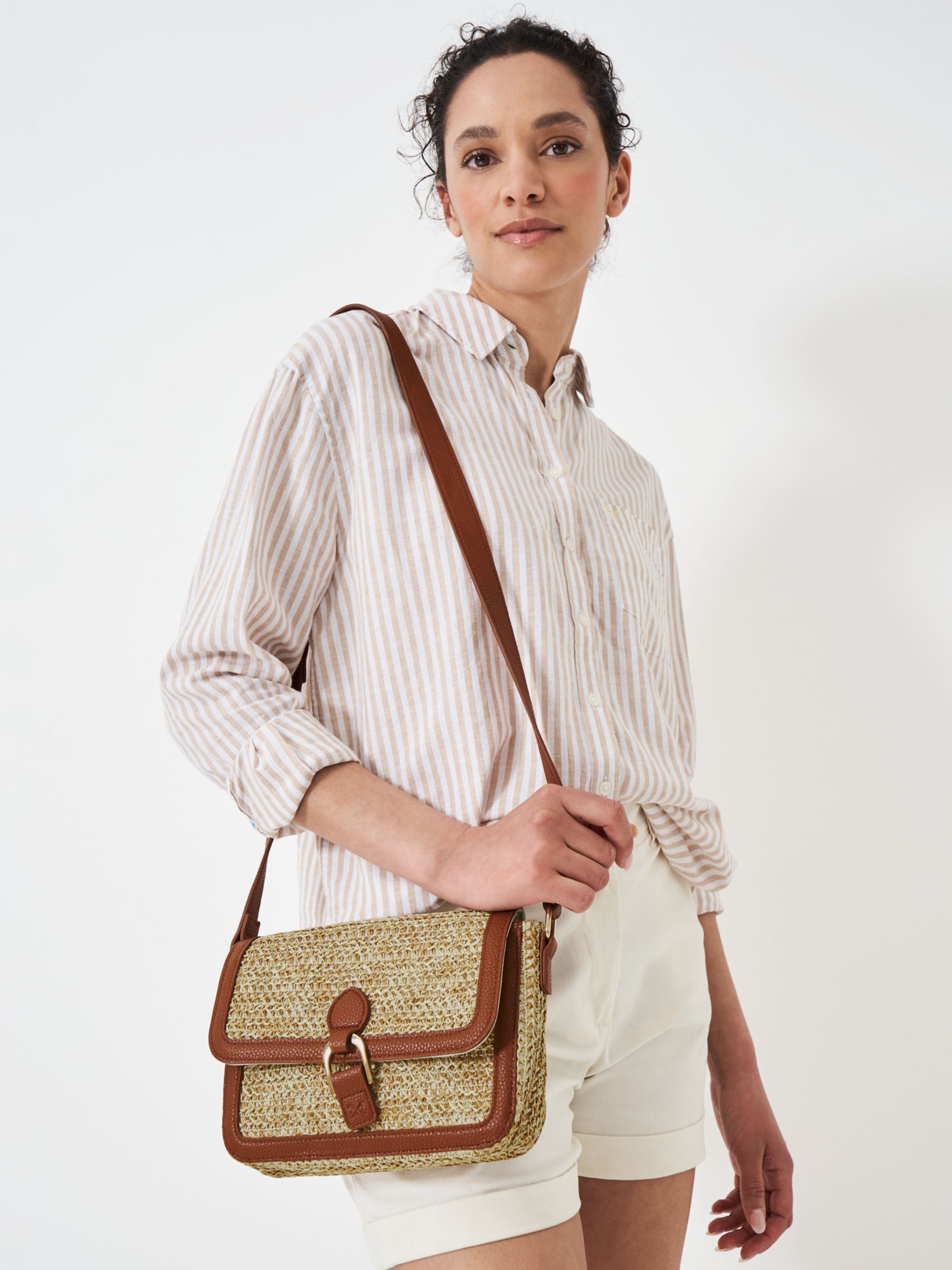 Crew Clothing Straw Cross Body Satchel, Natural, One Size