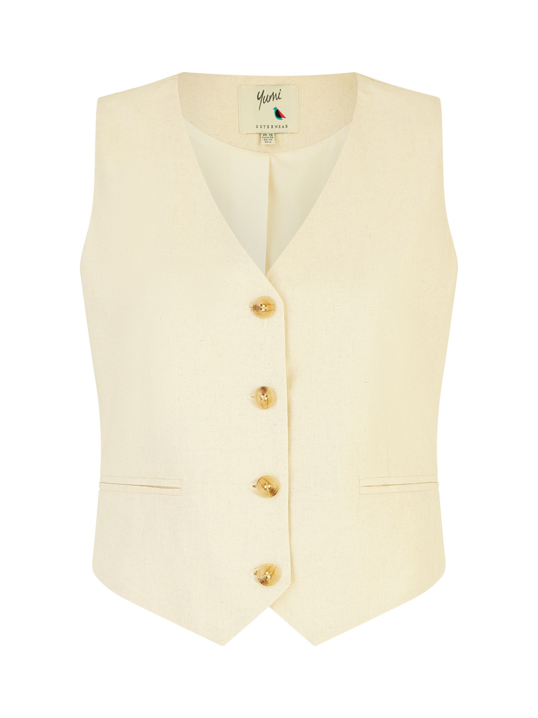 Buy Yumi Cotton Blend Waistcoat, Natural Online at johnlewis.com