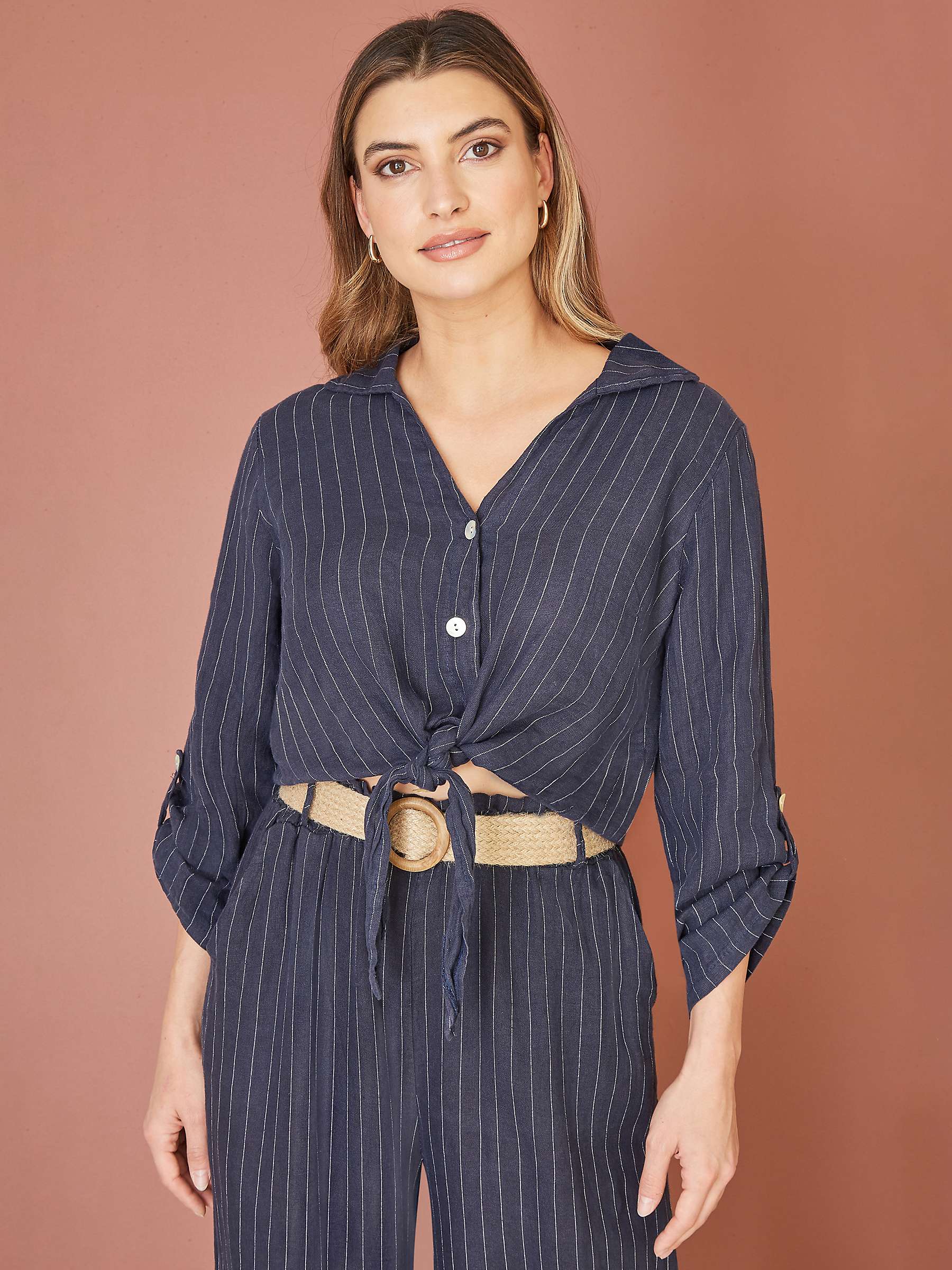 Buy Yumi Italian Linen Striped Front Tie Shirt Online at johnlewis.com