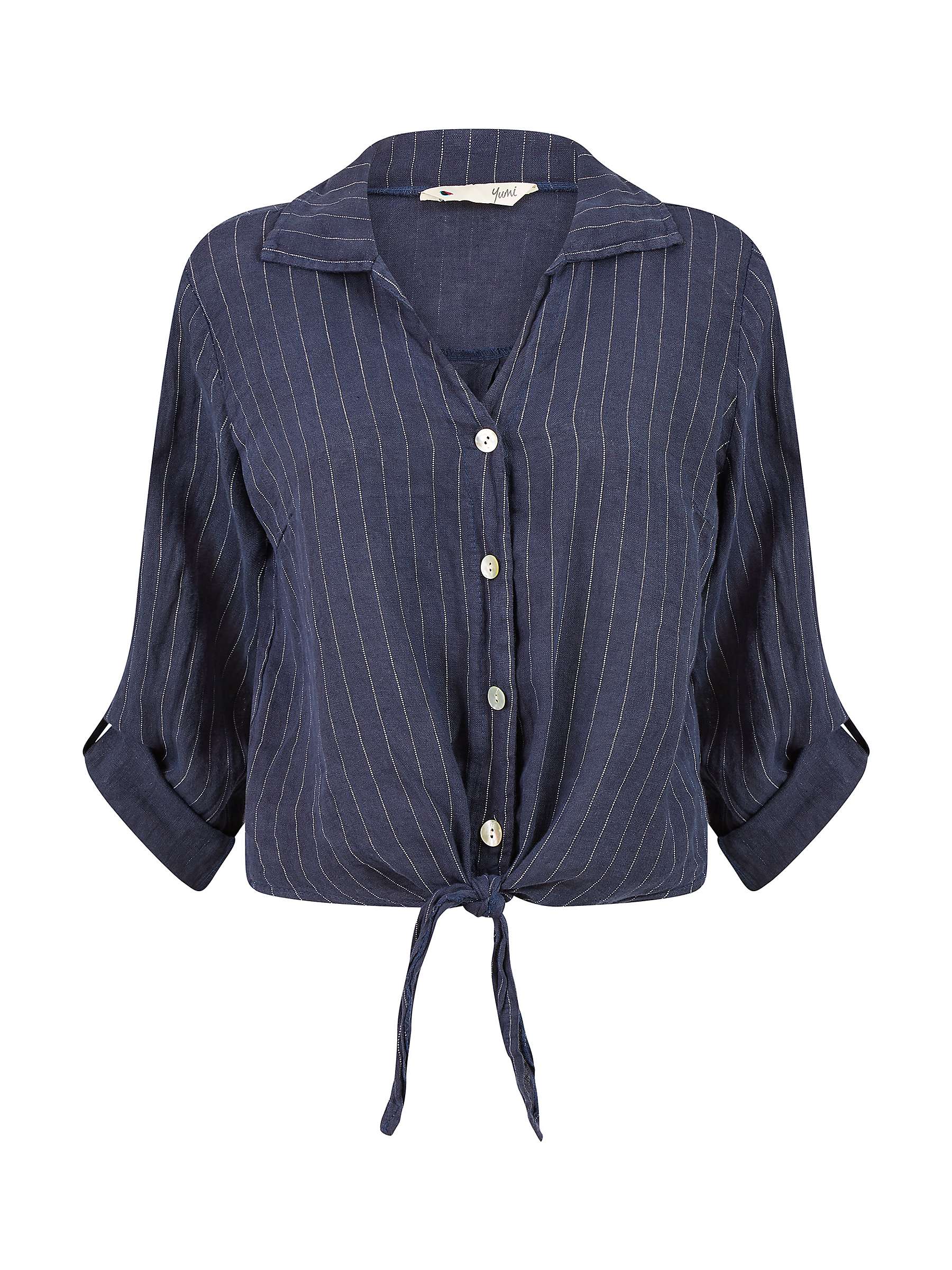 Buy Yumi Italian Linen Striped Front Tie Shirt Online at johnlewis.com