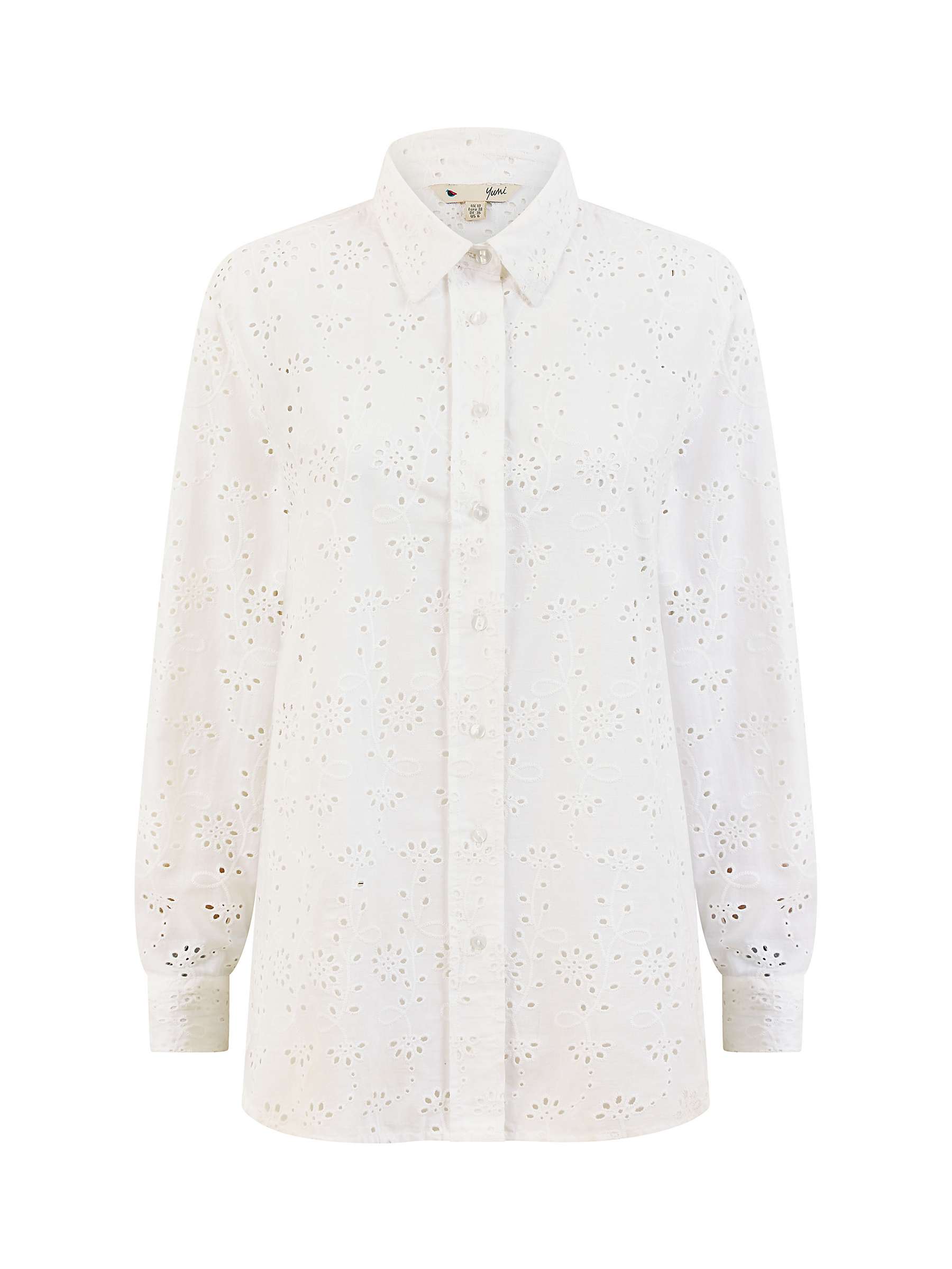 Buy Yumi Broderie Anglaise Relaxed Fit Shirt, White Online at johnlewis.com