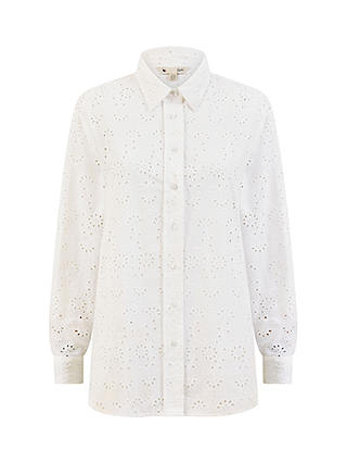 Yumi Broderie Anglaise Relaxed Fit Shirt, White