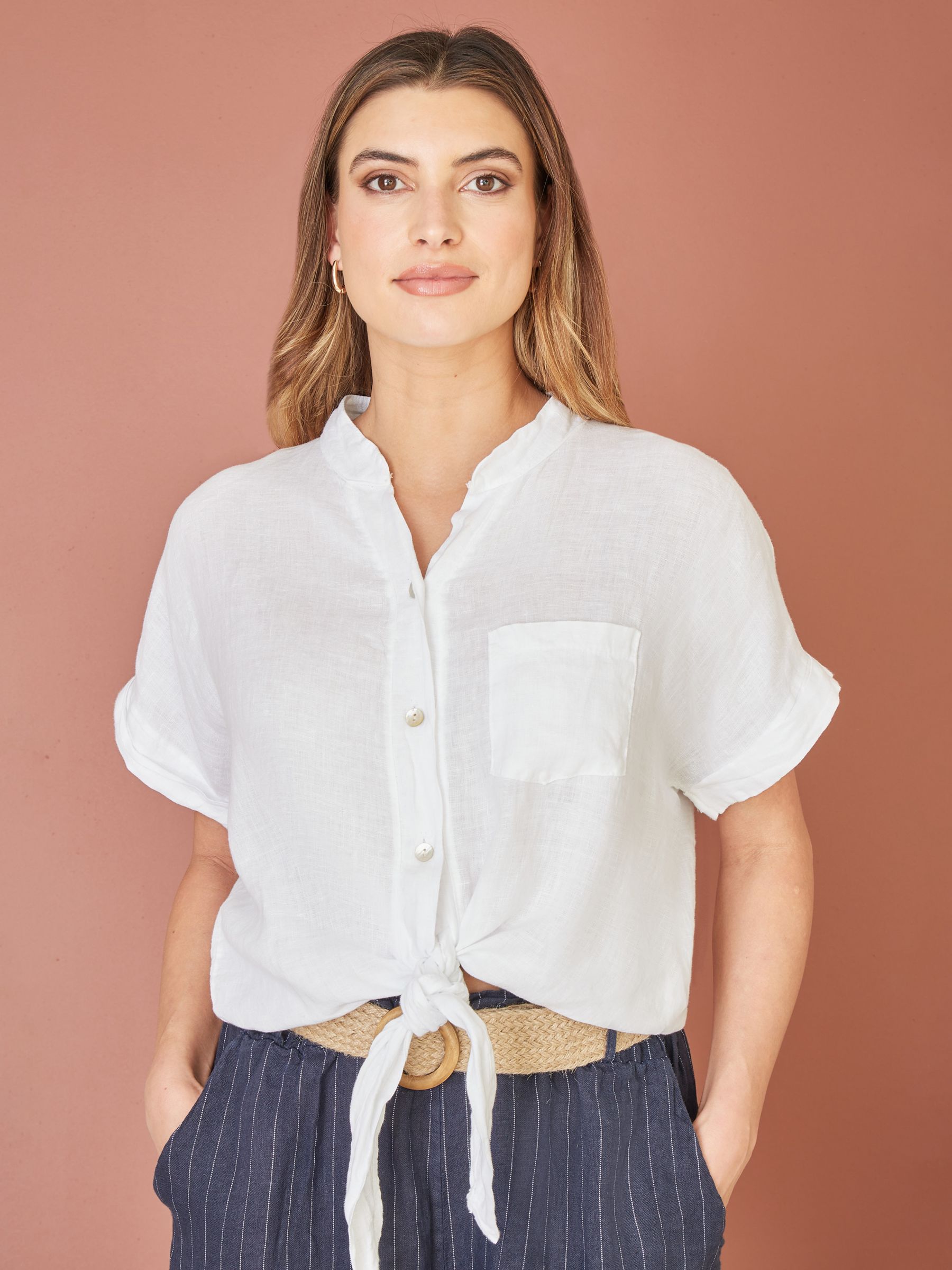 Buy Yumi Italian Linen Front Tie Shirt Online at johnlewis.com