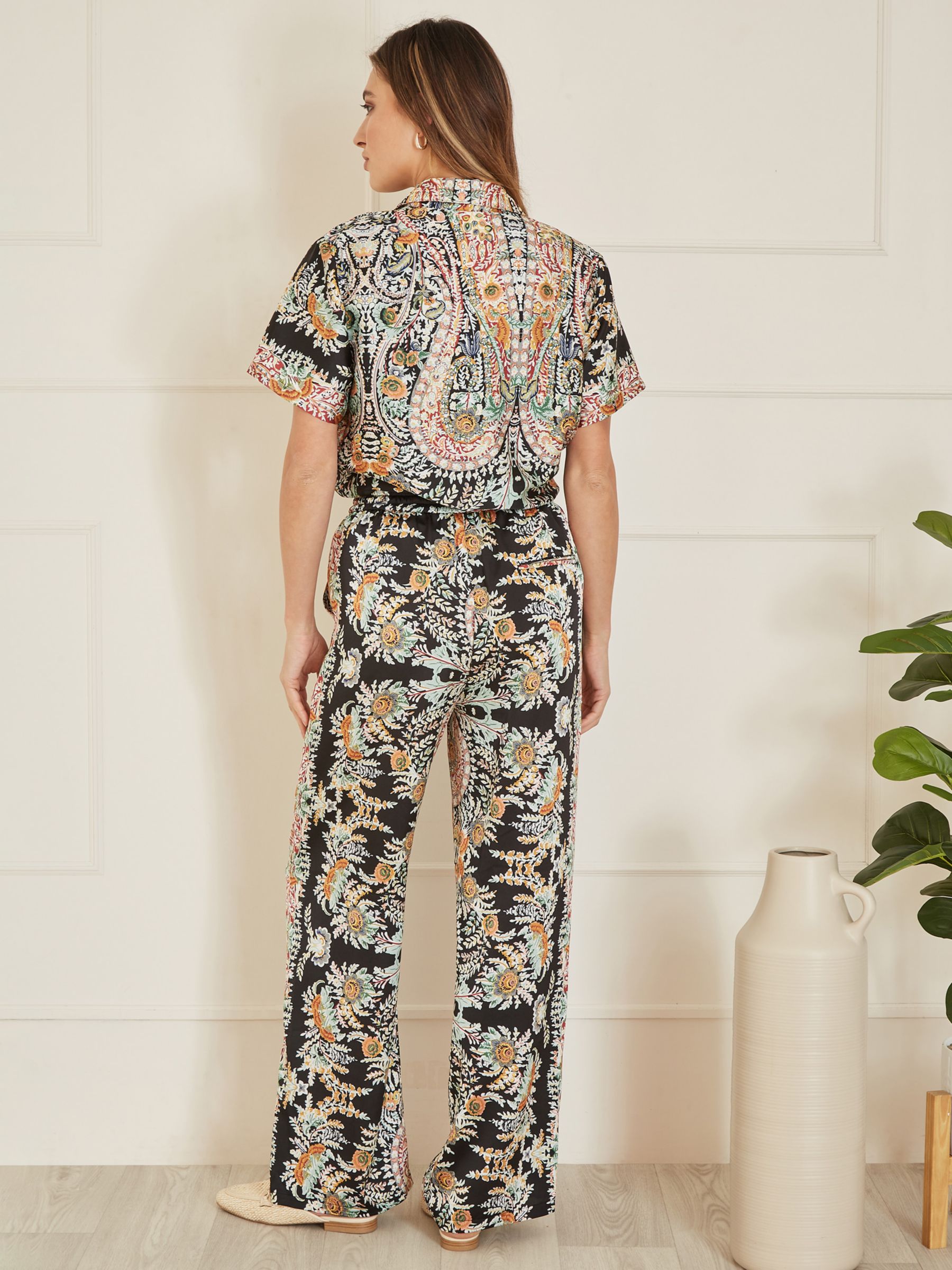 Buy Yumi Paisley Relaxed Fit Trousers, Black/Multi Online at johnlewis.com