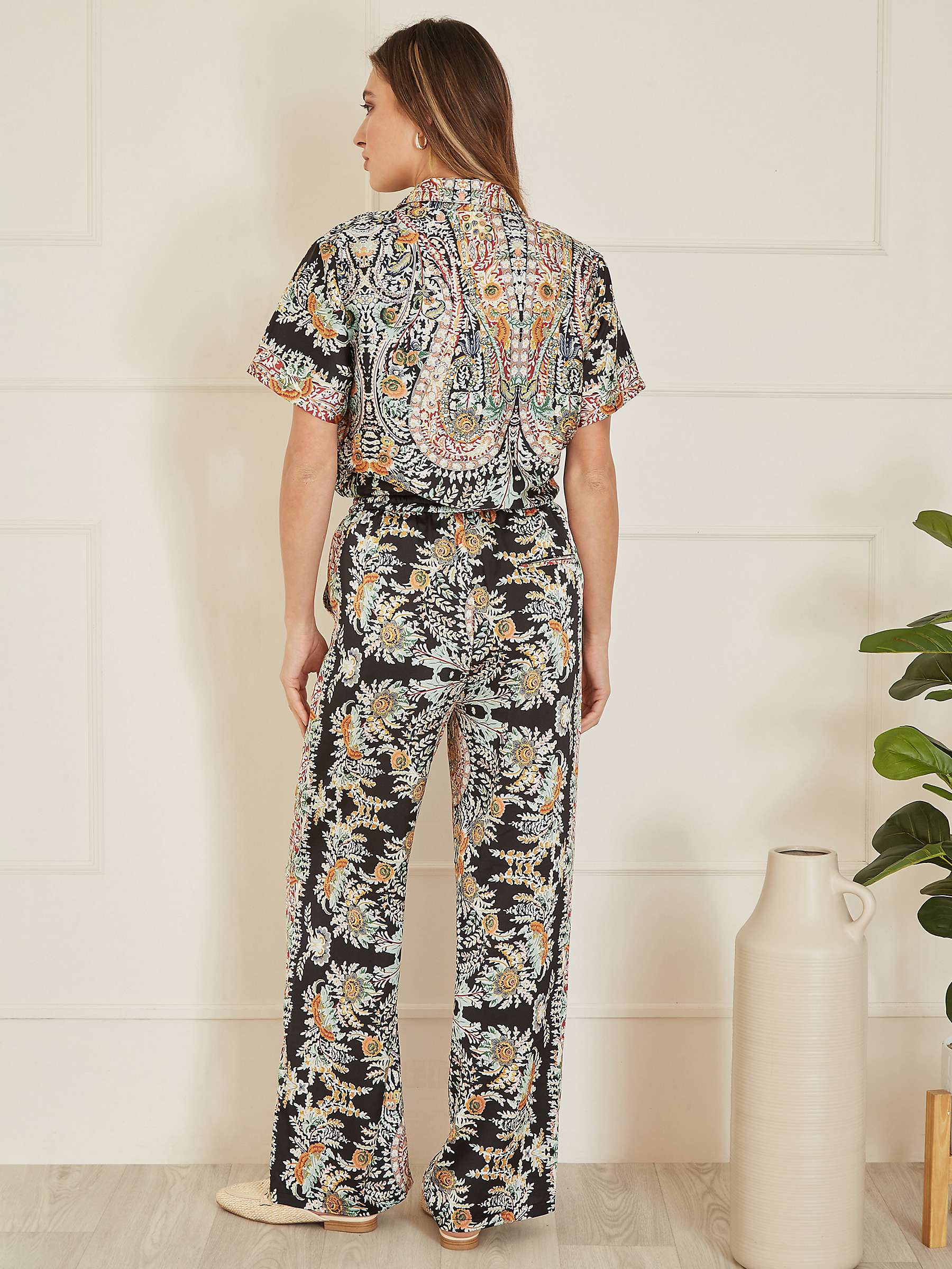 Buy Yumi Paisley Relaxed Fit Trousers, Black/Multi Online at johnlewis.com