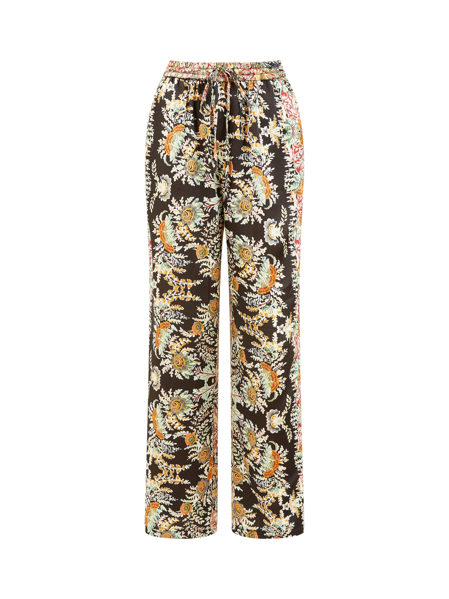 Yumi Paisley Relaxed Fit Trousers, Black/Multi, 8