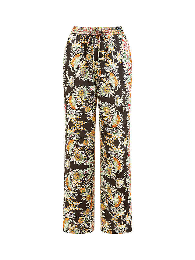 Yumi Paisley Relaxed Fit Trousers, Black/Multi