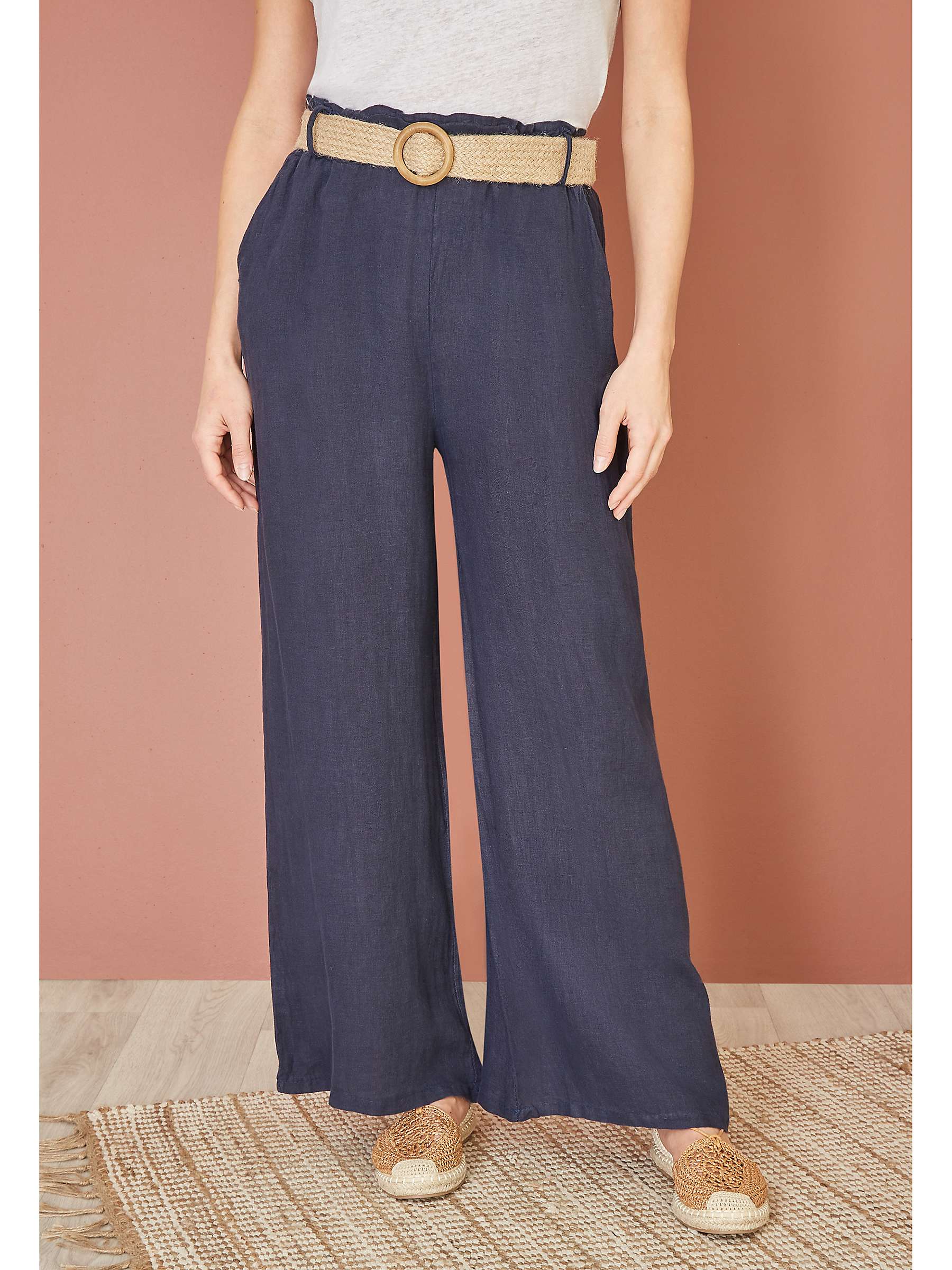 Buy Yumi Italian Linen Wide Leg Trousers & Belt Online at johnlewis.com