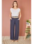 Yumi Italian Linen Wide Leg Trousers & Belt