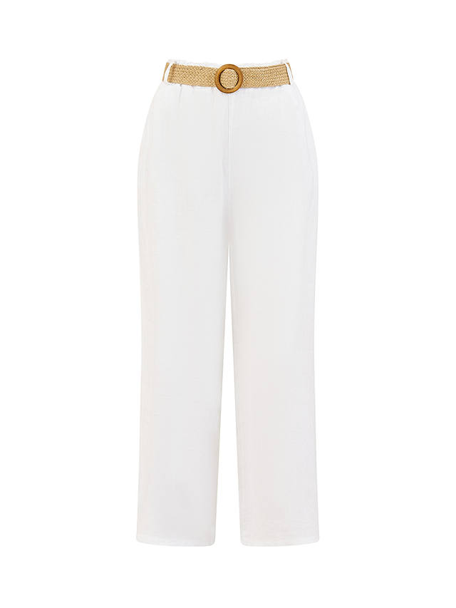 Yumi Italian Linen Wide Leg Trousers & Belt, White