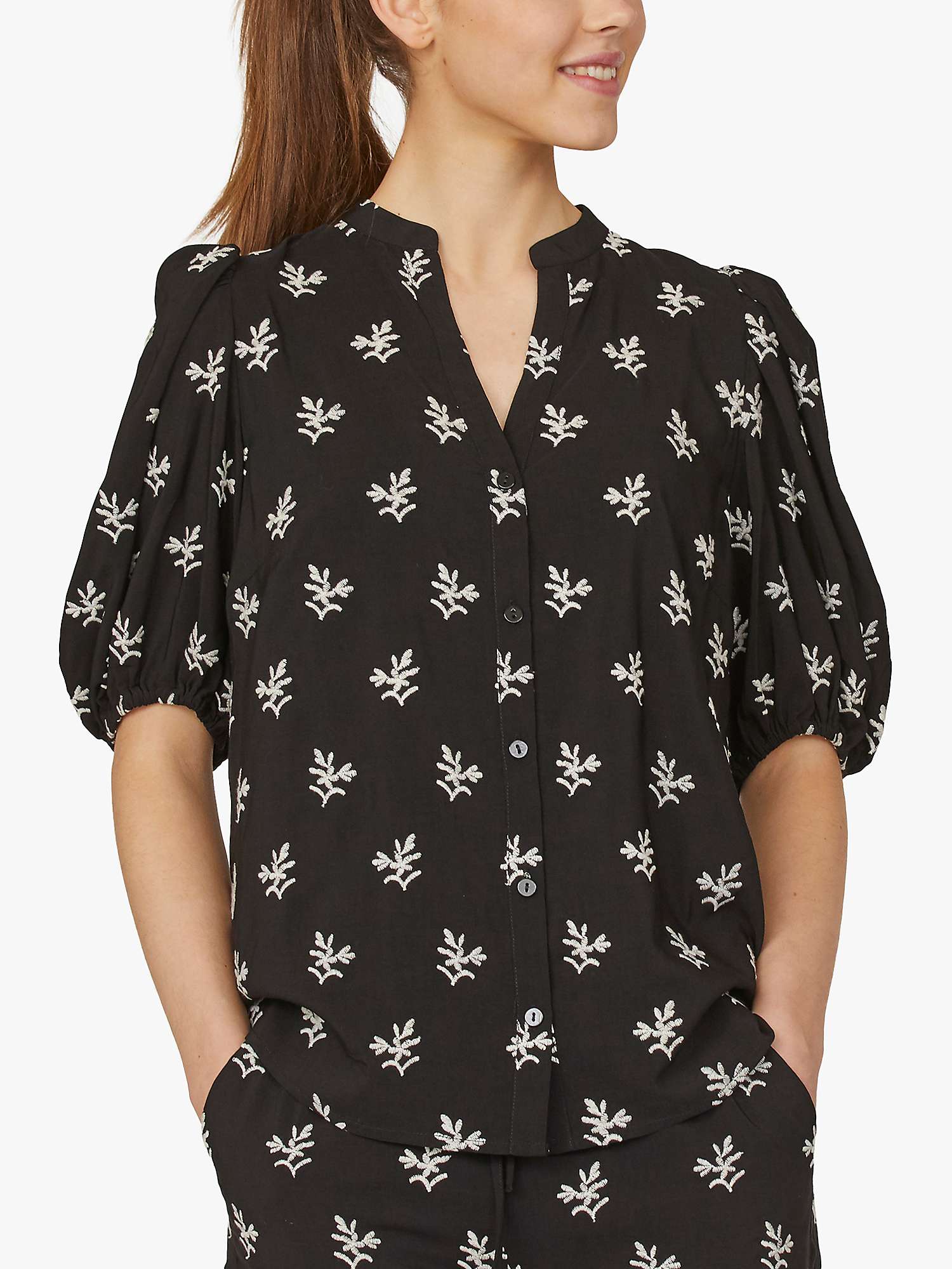 Buy Sisters Point Varia Embroidered Shirt, Black Online at johnlewis.com