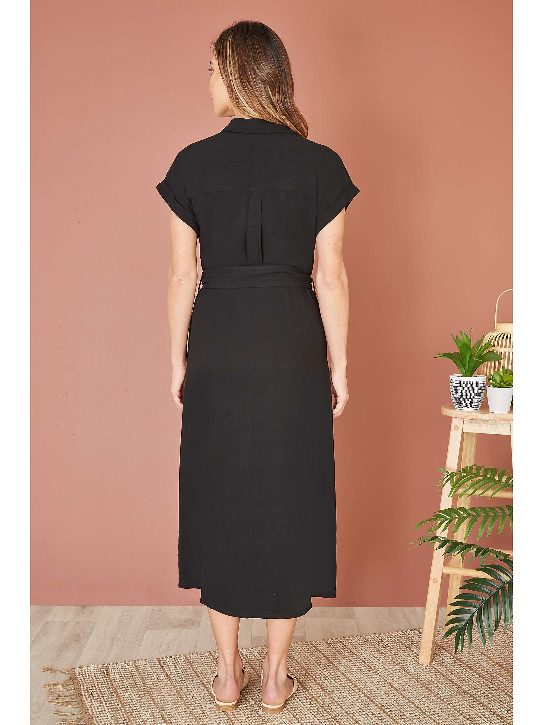 Buy Yumi Button Through Midi Shirt Dress, Black Online at johnlewis.com