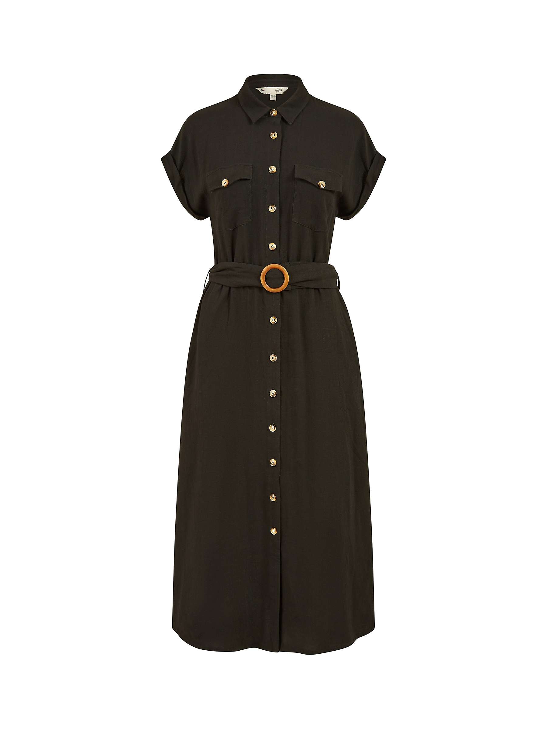 Buy Yumi Button Through Midi Shirt Dress, Black Online at johnlewis.com