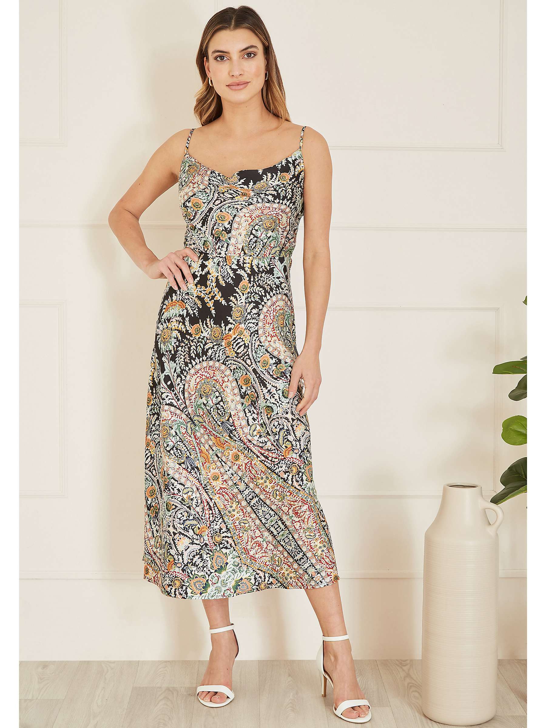 Buy Yumi Paisley Print Midi Slip Dress, Black/Multi Online at johnlewis.com