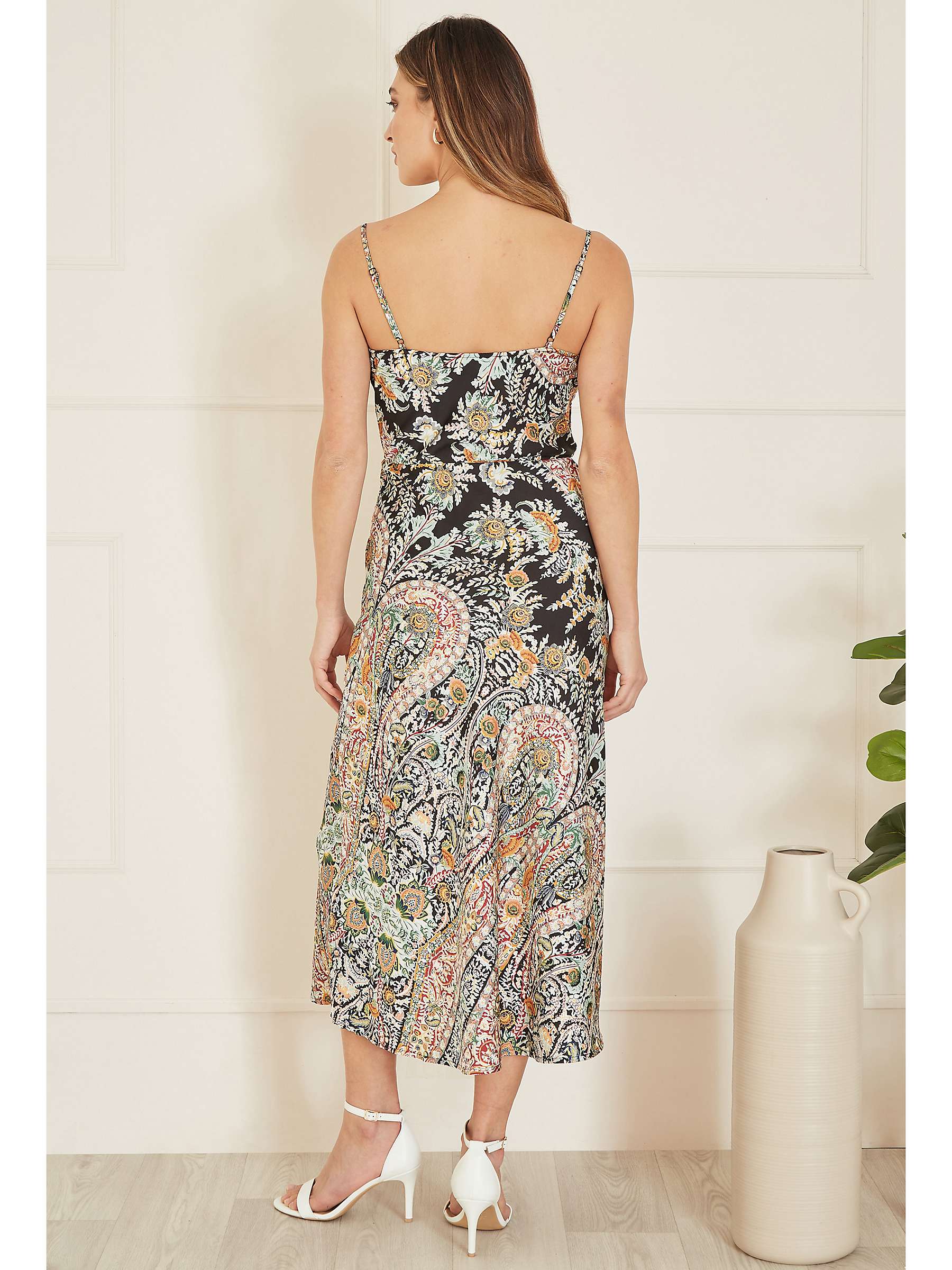 Buy Yumi Paisley Print Midi Slip Dress, Black/Multi Online at johnlewis.com