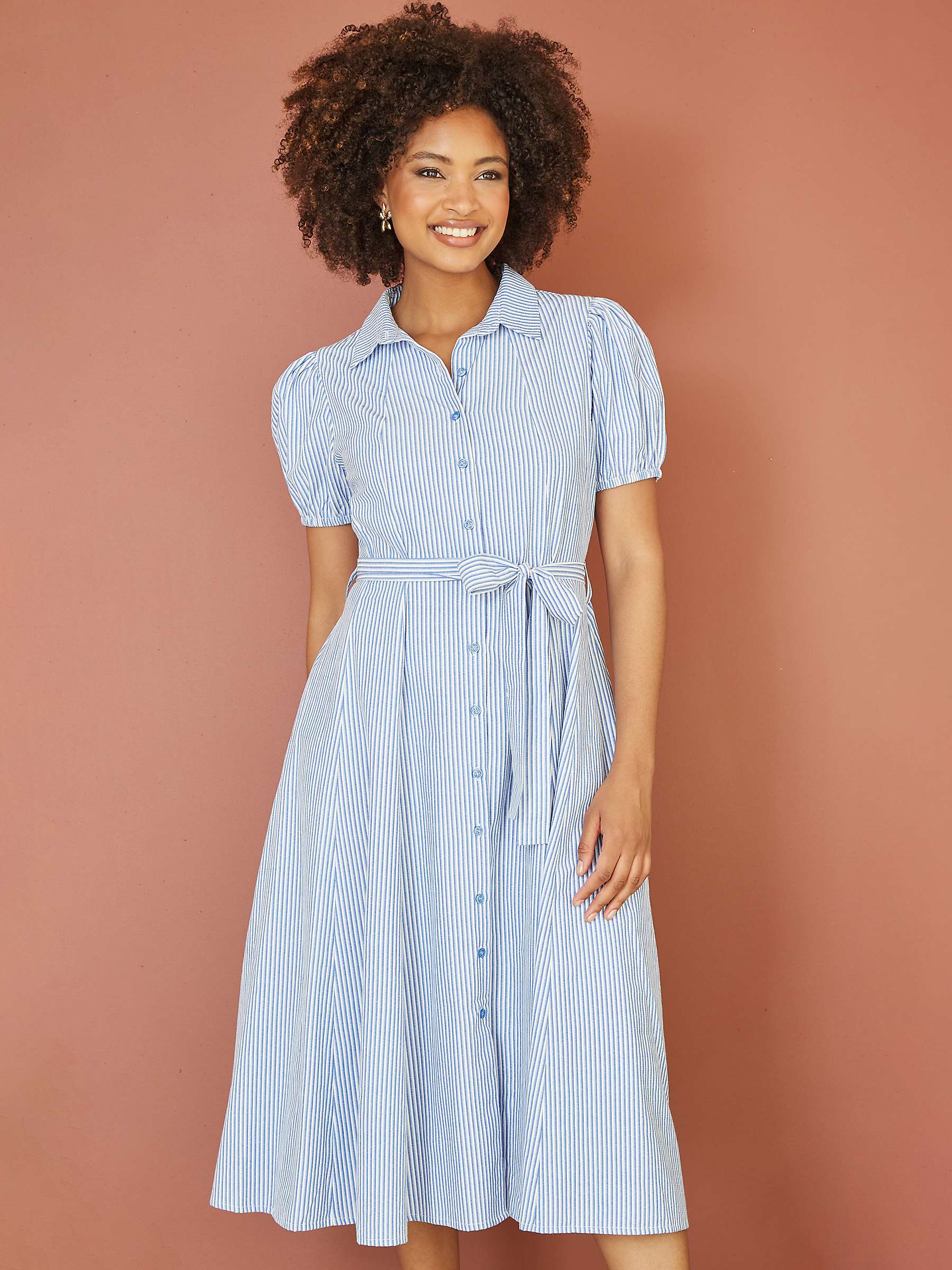 Buy Yumi Cotton Blend Midi Dress, Blue Online at johnlewis.com