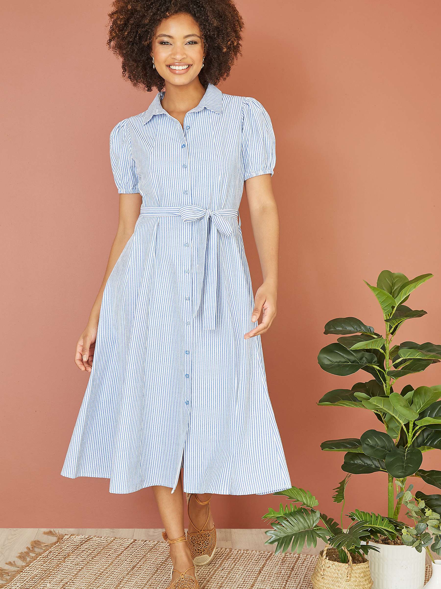Buy Yumi Cotton Blend Midi Dress, Blue Online at johnlewis.com