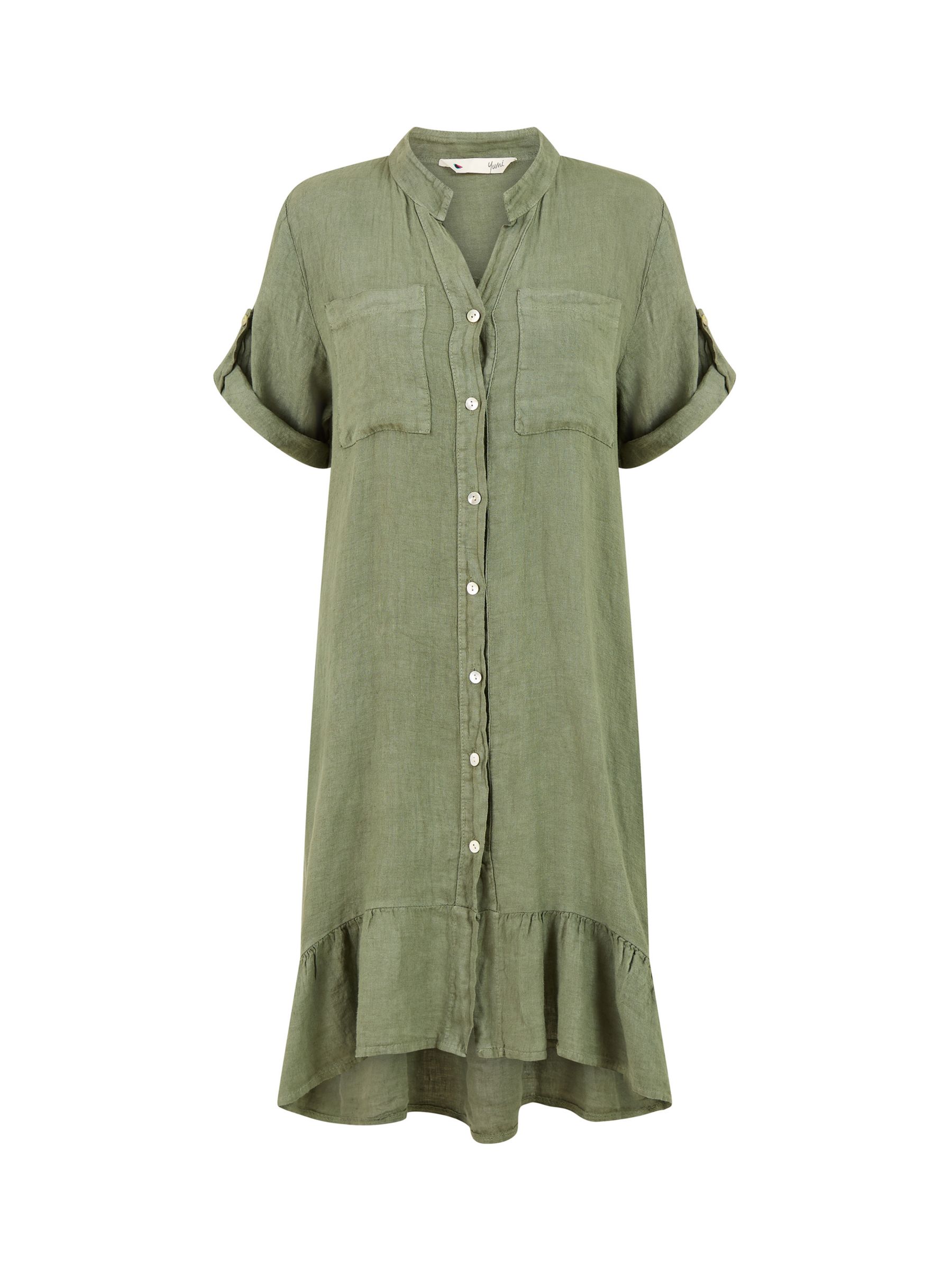 Buy Yumi Linen Frill Hem Shirt Dress Online at johnlewis.com