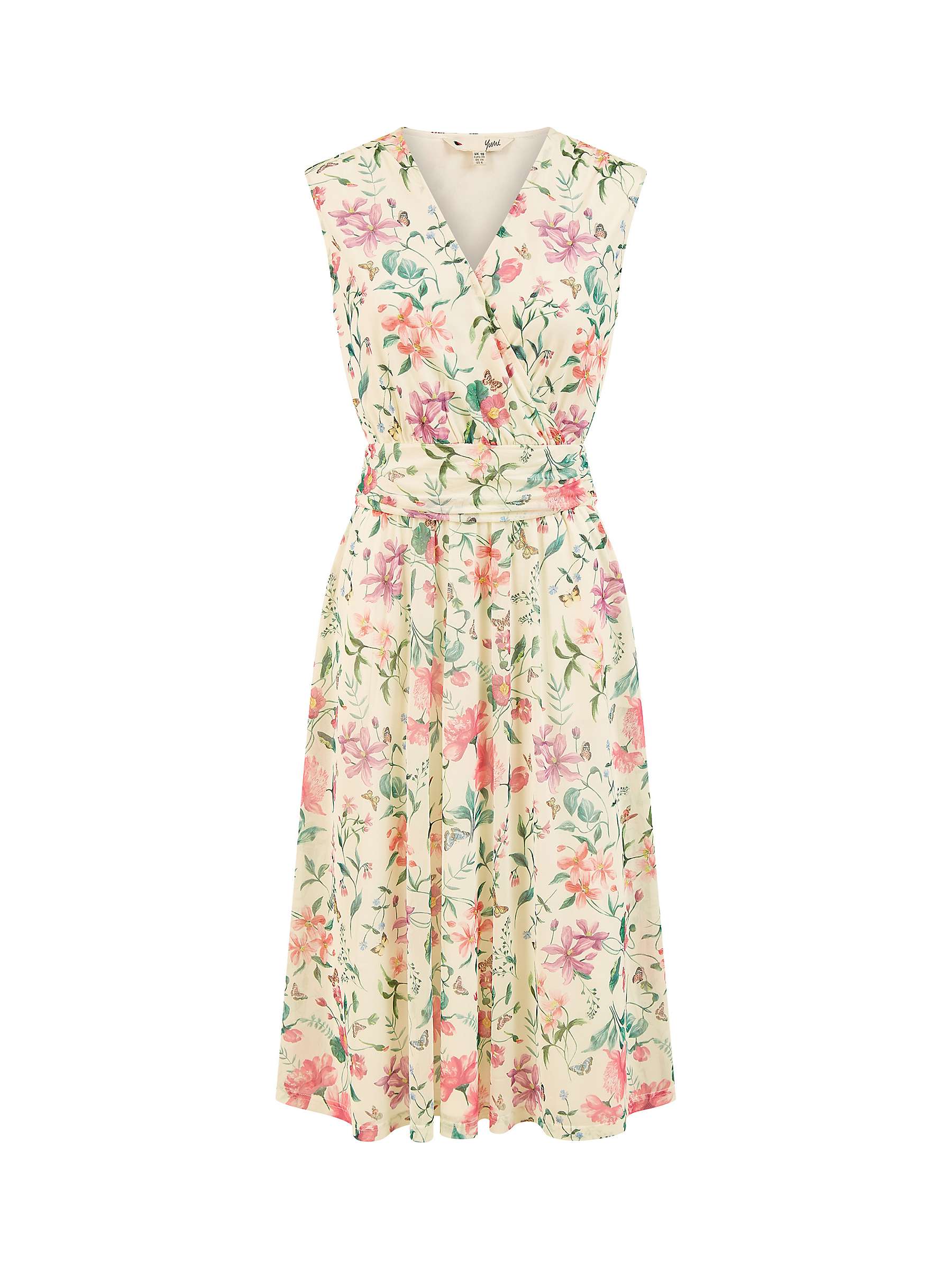 Buy Yumi Floral Print Mesh Midi Dress, White/Multi Online at johnlewis.com